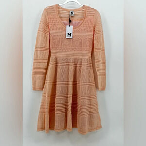 M MISSONI NWT $1092 Orange Apricot Striped Knit Mini  Dress IT 40 US 4